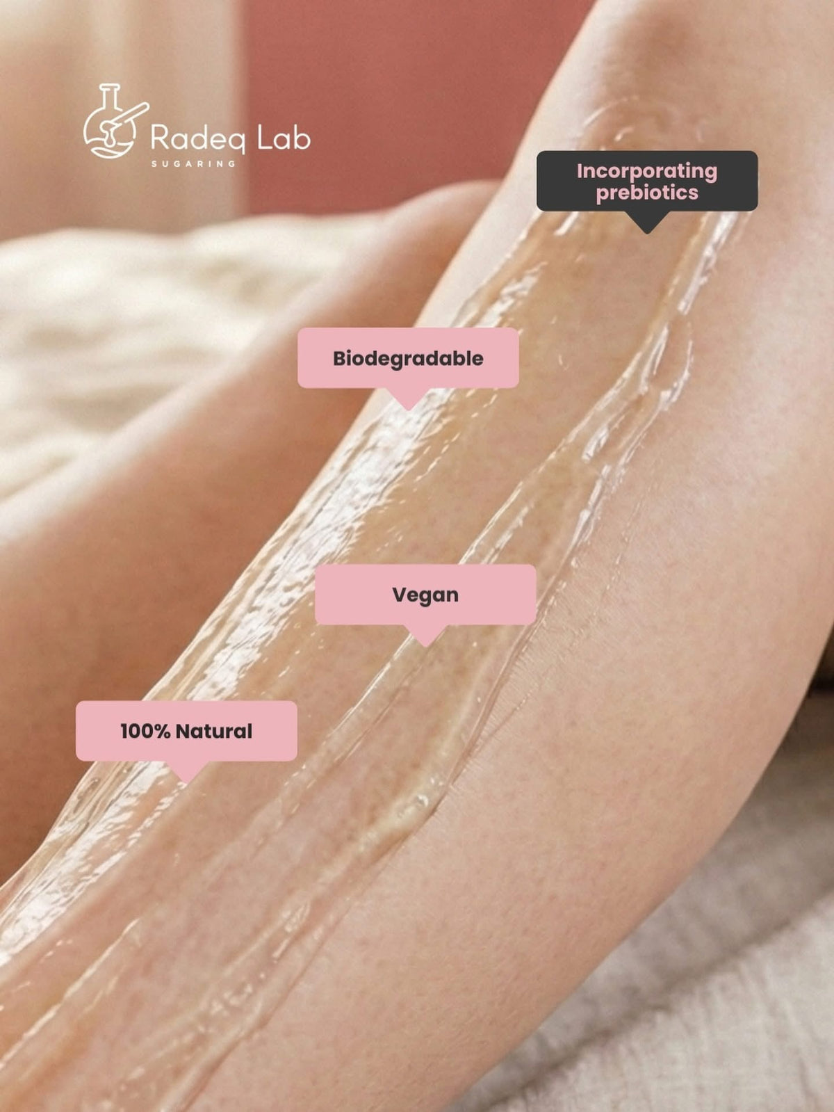Radeq Lab Premium Prebiotic sykurpasta á húð